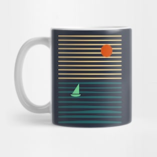 minimalist sunrise boat Mug